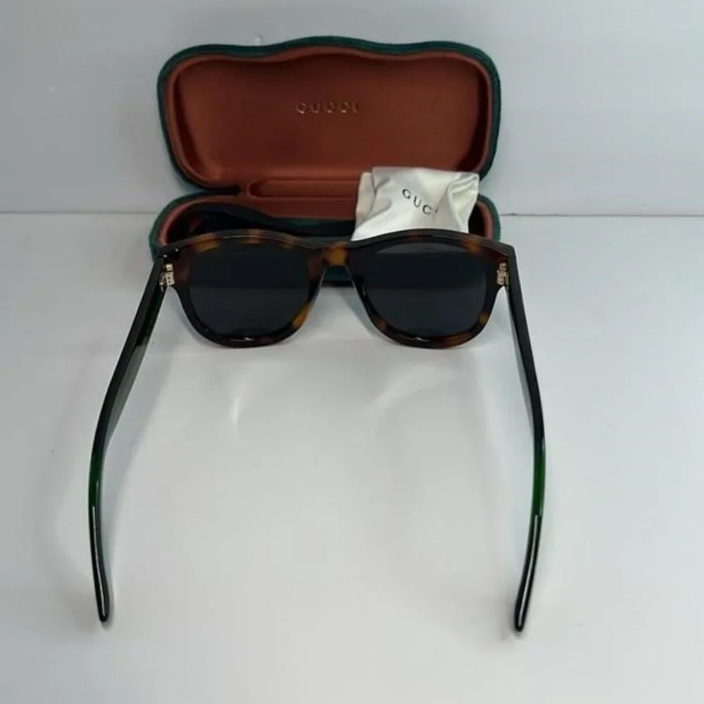 Gucci Tortoiseshell Sunglasses with Red and Green Stripes
